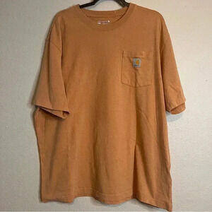 Carhartt Mens Loose Fit T-Shirt Crew Neck Short-Sleeve Pocket Orange Sz XL